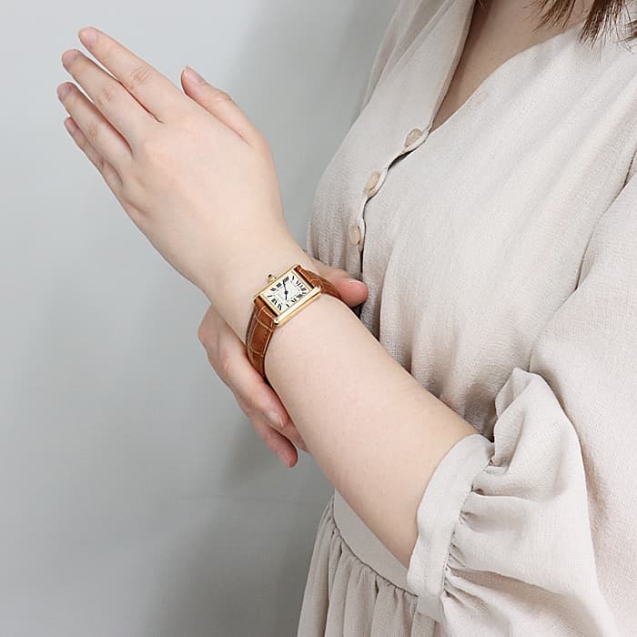 美品 カルティエ タンク ルイ カルティエ 18K金無垢 SM ホワイト Cartier - 美品 カルティエ タンク ルイ カルティエ 18K金無垢 SM