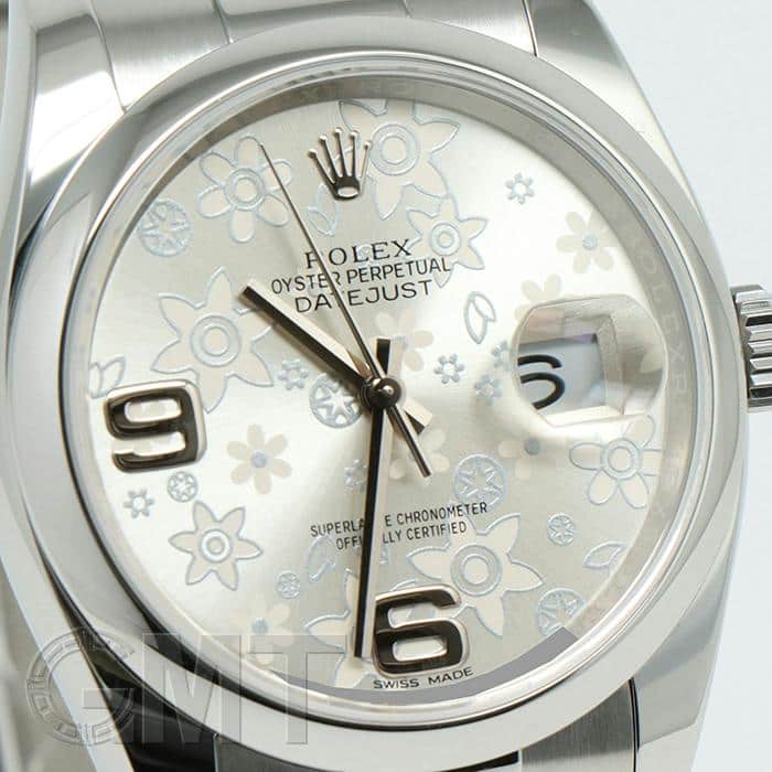 中古 ロレックス ROLEX 116200 ランダムシリアル シルバー メンズ 腕時計 中古)ROLEX ロレックス デイトジャスト 36 116200 シルバーフラワー