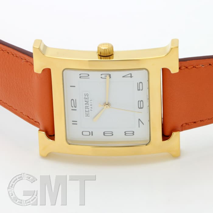 エルメス HERMES Hウォッチレザーベルト ゴールド金具 オレンジ 新品)HERMES エルメス Hウォッチ HH1.801.131.WOR Hウォッチ ゴールド