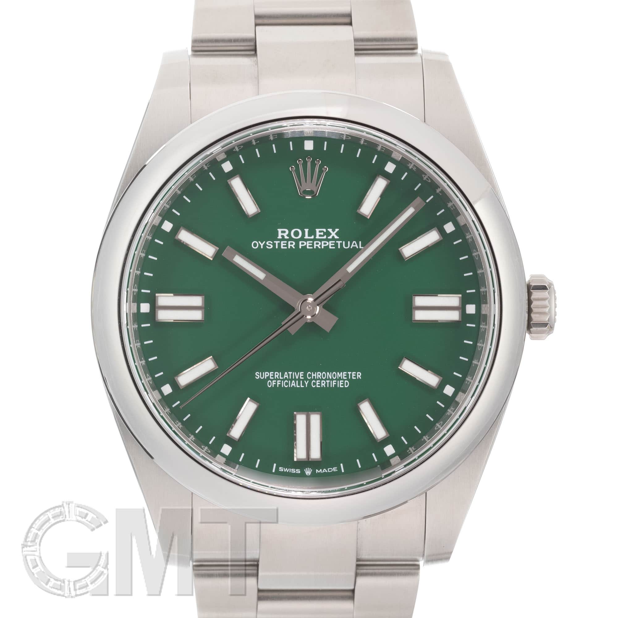 ロレックス 緑色ハードボックス 中古)ROLEX ロレックス オイスターパーペチュアル 41 124300 グリーン