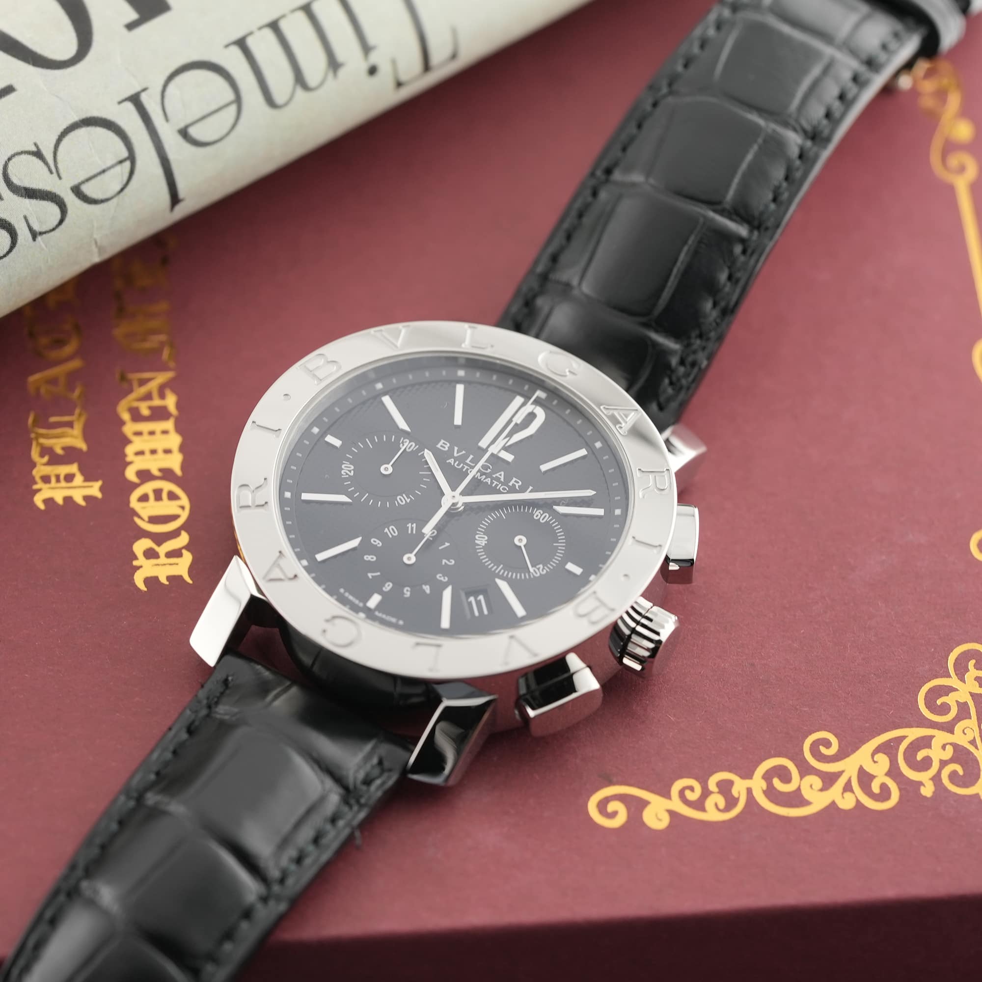 中古)BVLGARI ブルガリ ブルガリ・ブルガリ クロノグラフ ブラック