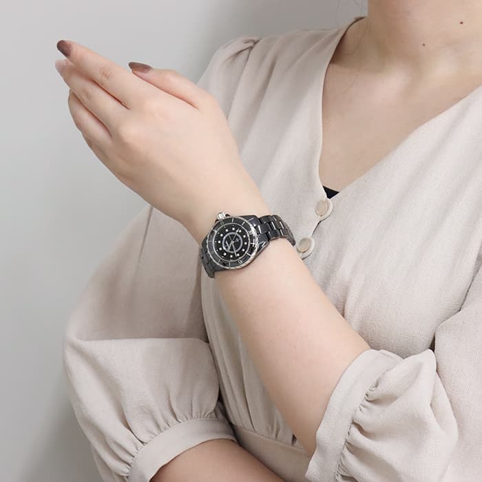中古)CHANEL シャネル J12 J12 ブラック セラミック 12Pダイヤ H1625