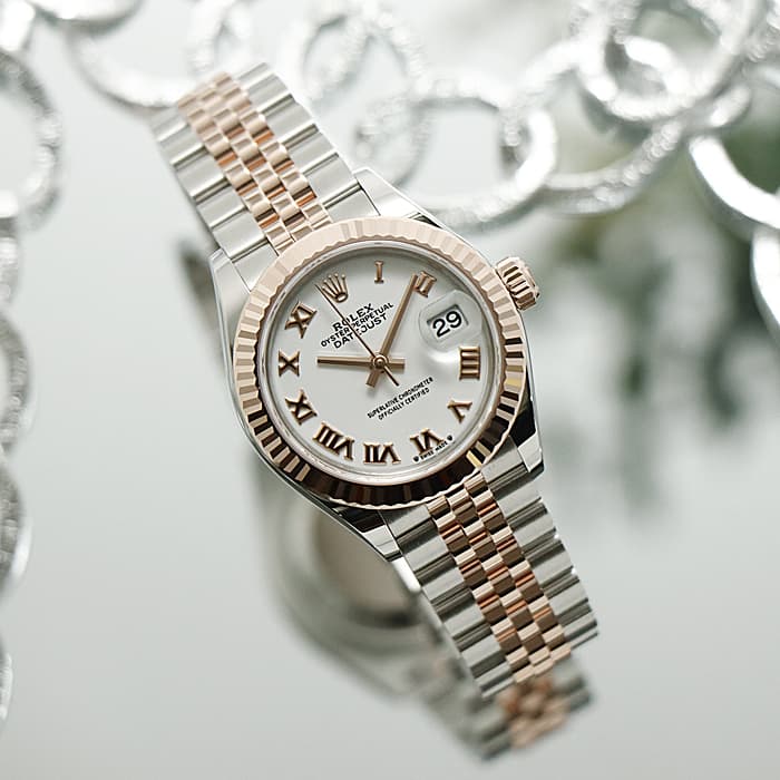 中古 ロレックス ROLEX 279171 ランダムシリアル ホワイト レディース 腕時計 ROLEX - 中古 ロレックス ROLEX 279171 ランダムシリアル ロゼカラー