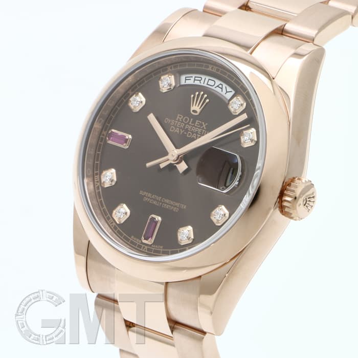 ラベンダームントル 腕時計スタンド 中古)ROLEX ロレックス デイデイト 118205FA ブラウン オイスター