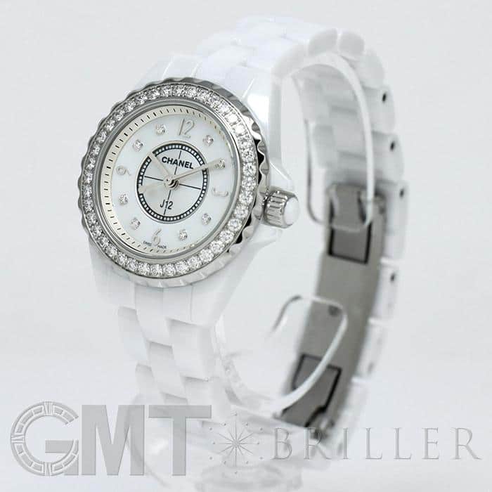 中古)CHANEL シャネル J12 H2572 ホワイトセラミック ベゼルダイヤ MOP