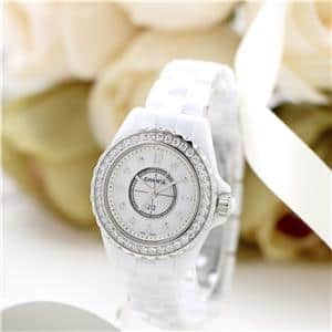 CHANEL シャネル J12 H2572 ホワイトセラミック ベゼルダイヤ MOP/8Pダイヤ 29mm メイン