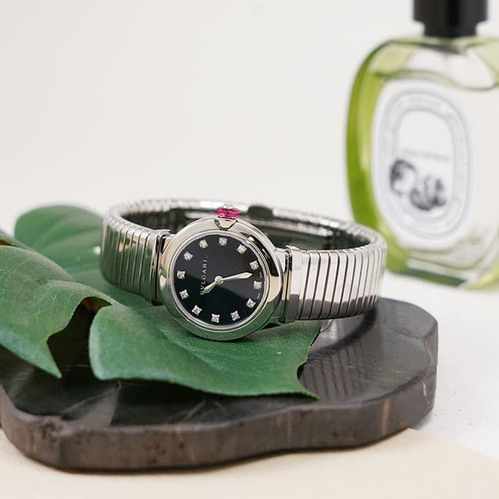新品)BVLGARI ブルガリ ルチェア トゥボガス ブラック 12Pダイヤ