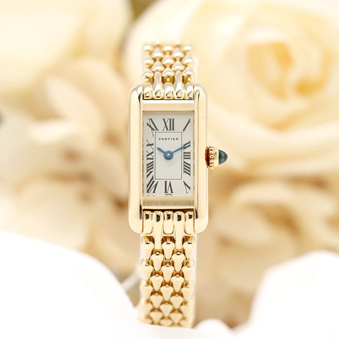 Cartier カルティエレディースタンクSM ゴールド 中古)CARTIER カルティエ タンク アロンジェ イエローゴールド（商品ID