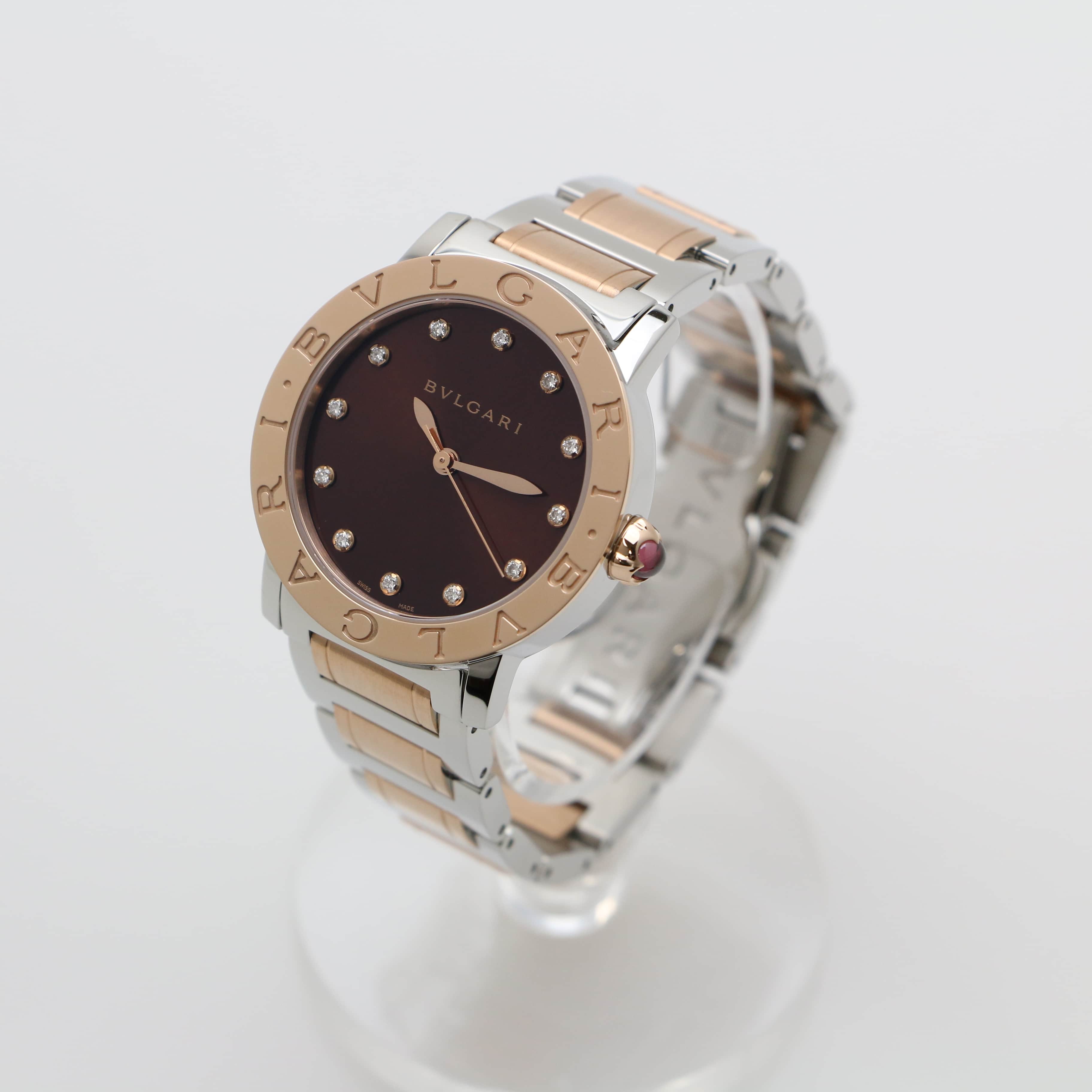 新品)BVLGARI ブルガリ ブルガリ・ブルガリ ブラウン 12Pダイヤ