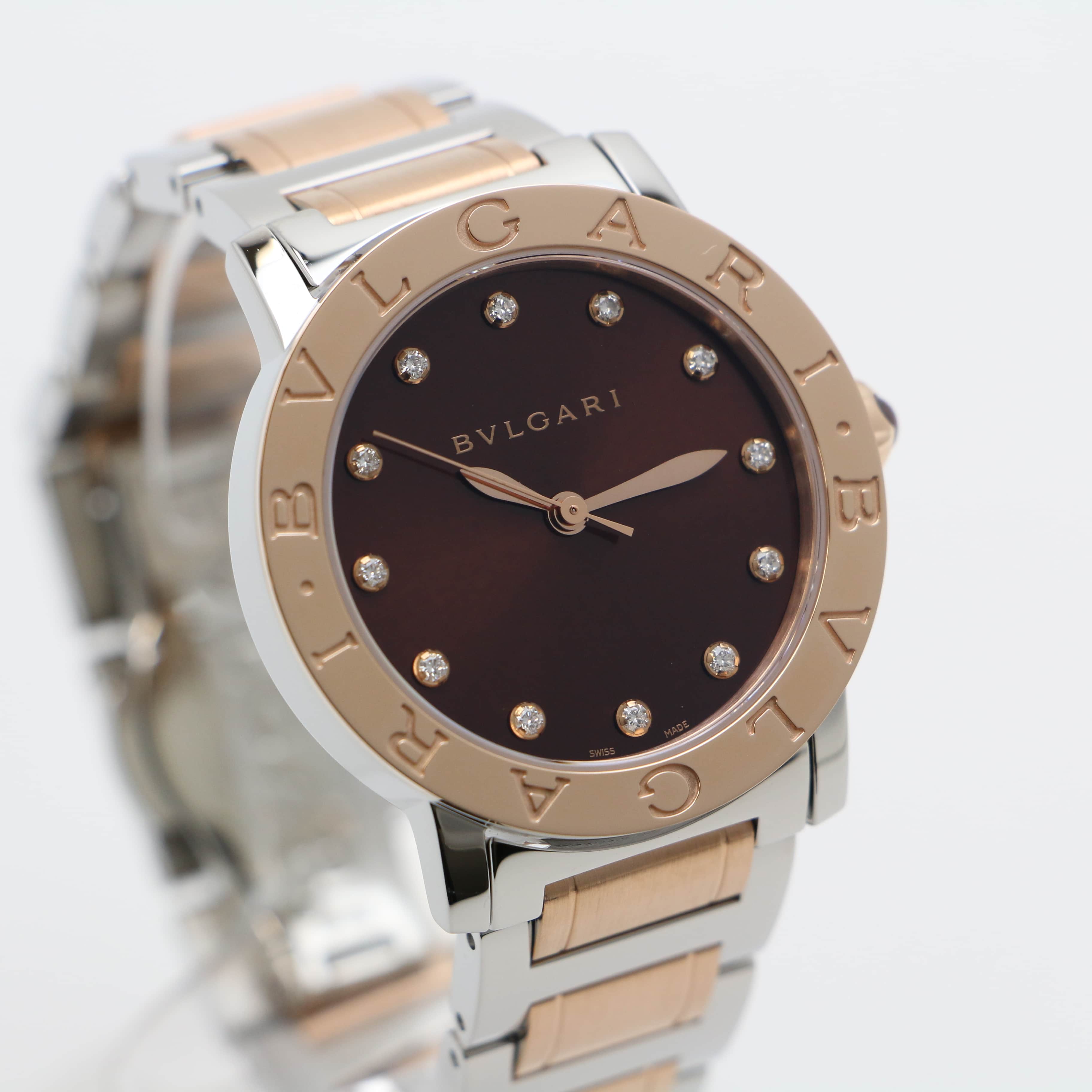 新品)BVLGARI ブルガリ ブルガリ・ブルガリ ブラウン 12Pダイヤ