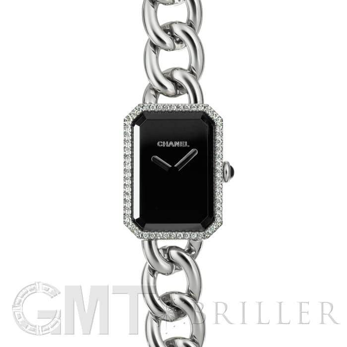 シャネル CHANEL 腕時計 プルミエール H3252 バケットカット ダイヤベゼル ブラック文字盤 黒 グルメットチェーン ブレスレット SS クオーツアナログ 【中古】 CHANEL - シャネル CHANEL 腕時計 プルミエール H3252 バケットカット
