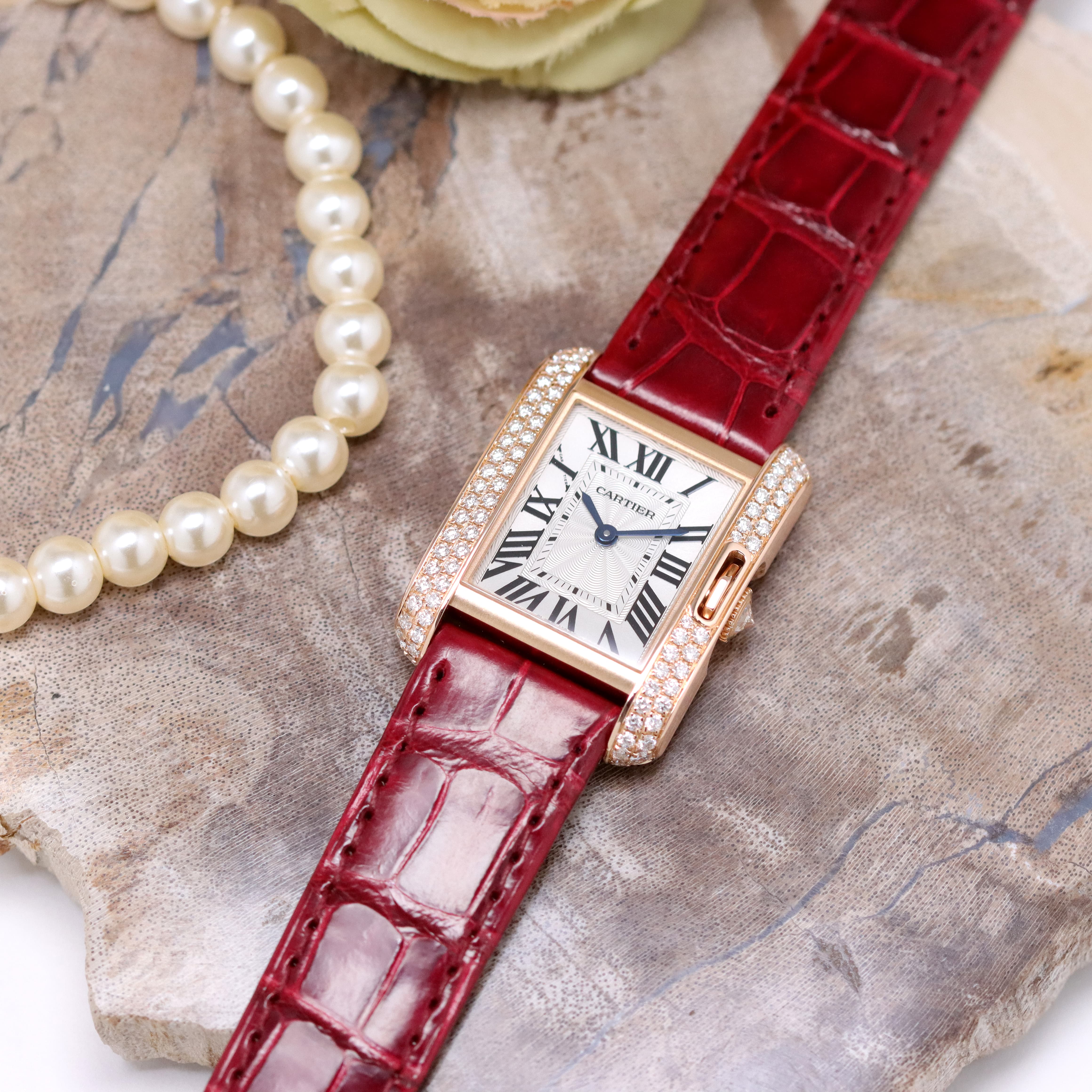 カルティエ Cartier タンク アングレースSM 腕時計 レディー【中古】 中古)CARTIER カルティエ タンク アングレーズ SM W4TA0003（商品ID