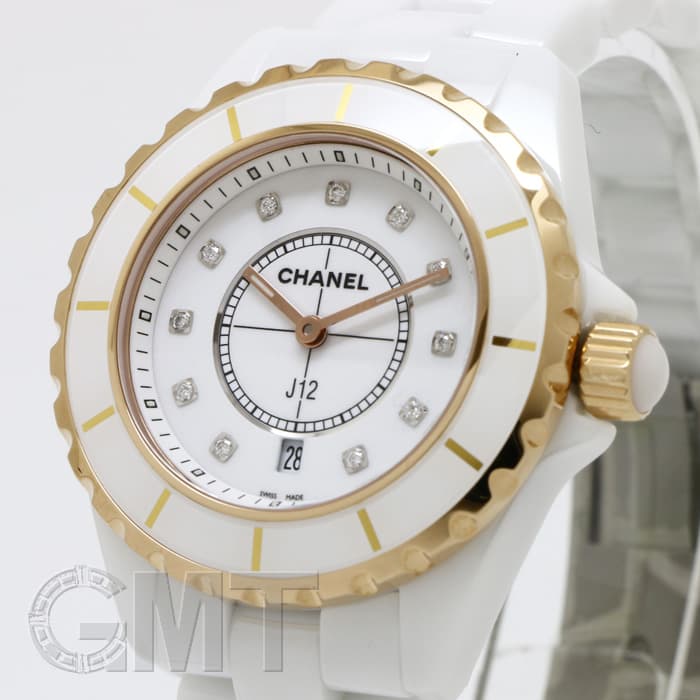 シャネル 新品)CHANEL シャネル J12 ホワイトセラミック 33mm 11Pダイヤ ピンク