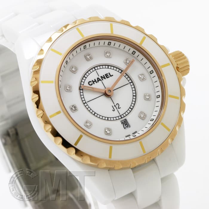 新品)CHANEL シャネル J12 ホワイトセラミック 33mm 11Pダイヤ ピンク