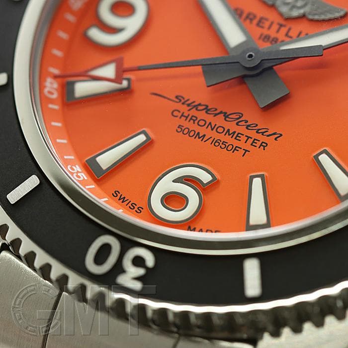 BREITLINGスーパーオーシャン オートマチック 42 オレンジ アウトドアに映えるオレンジカラーの”スーパーオーシャン 42″のご紹介