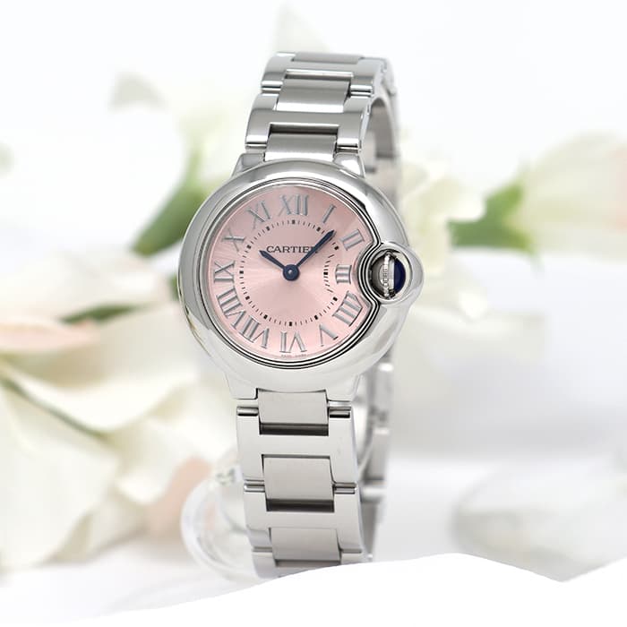 Cartier カルティエ W6920038 レディース腕時計 中古)CARTIER カルティエ バロンブルー SM W6920038 ピンク（商品ID