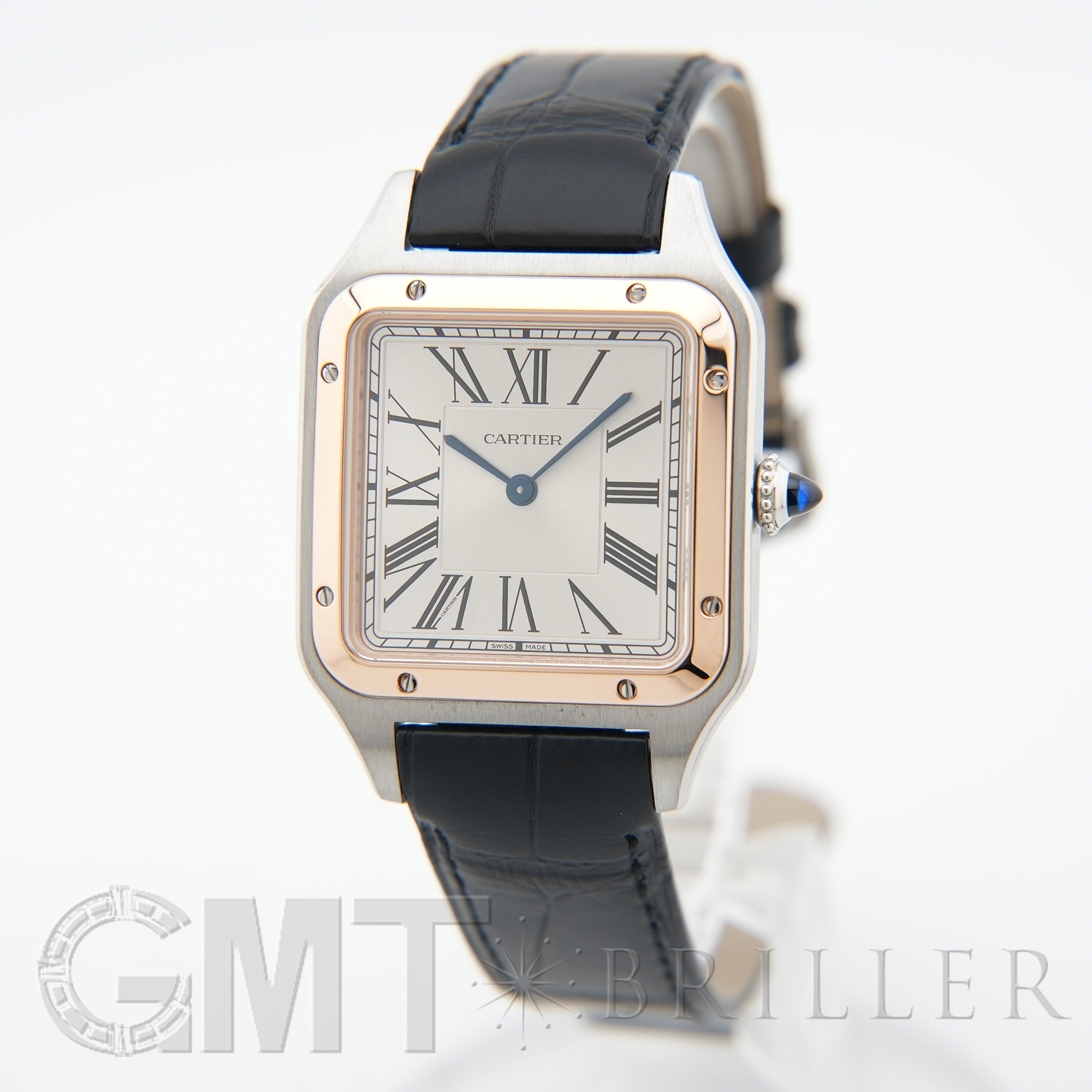 CARTIERカルティエ2750サントス置時計ステンレス×レザー可動中電池交換済 中古)CARTIER カルティエ サントス デュモン ウォッチ ラージ W2SA0037
