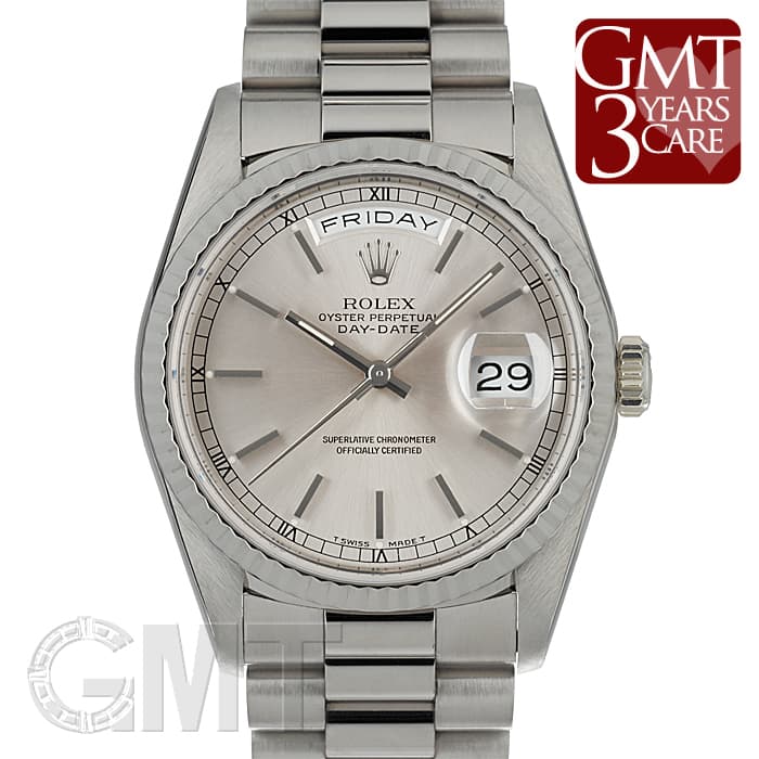 ロレックス デイトジャスト ベゼルホワイトゴールド 鑑定書付き 中古)ROLEX ロレックス デイデイト 18239 シルバー（商品ID
