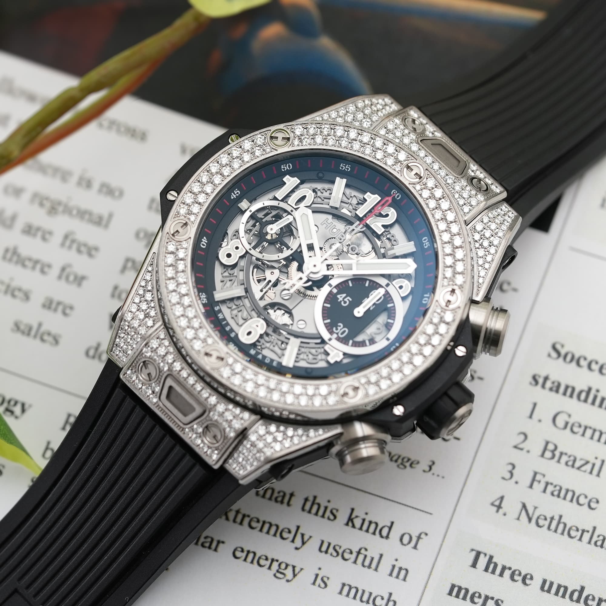 中古)HUBLOT ウブロ ビッグバン ウニコ チタニウム パヴェ 411.NX.1170 