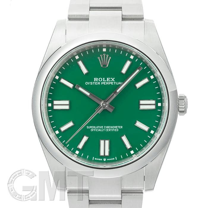 中古)ROLEX ロレックス オイスターパーペチュアル 41 124300 グリーン