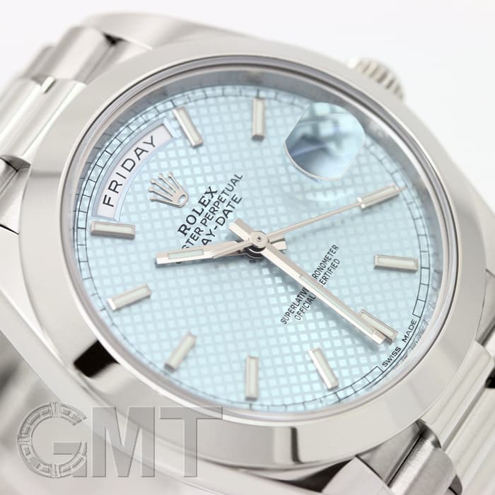 中古)ROLEX ロレックス デイデイト 40 228206 アイスブルー 斜め格子柄