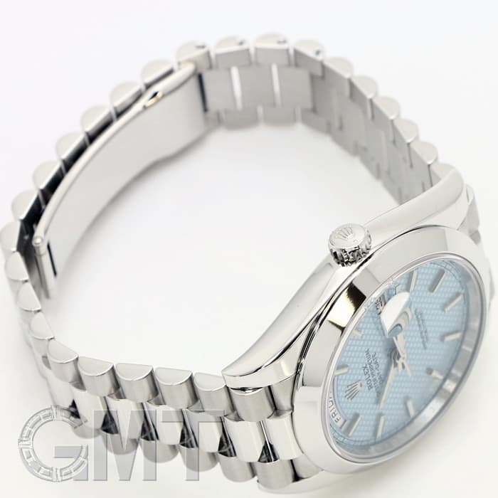 中古)ROLEX ロレックス デイデイト 40 228206 アイスブルー 斜め格子柄