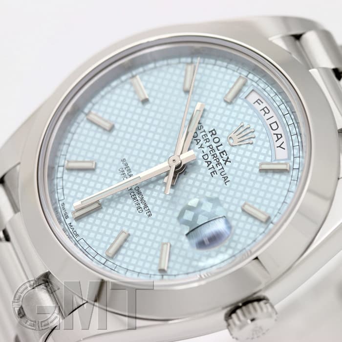 中古)ROLEX ロレックス デイデイト 40 228206 アイスブルー 斜め格子柄