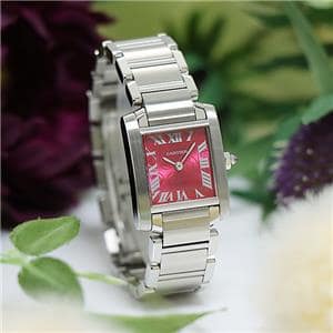 カルティエ Cartier 腕時計 タンクフランセーズ SM W51030Q3 2006年クリスマス限定 スクエア サンレイ 2Cロゴ ラズベリー文字盤 SS クオーツアナログ 【中古】 中古)CARTIER カルティエ タンク フランセーズ SM W51030Q3 ラズベリー