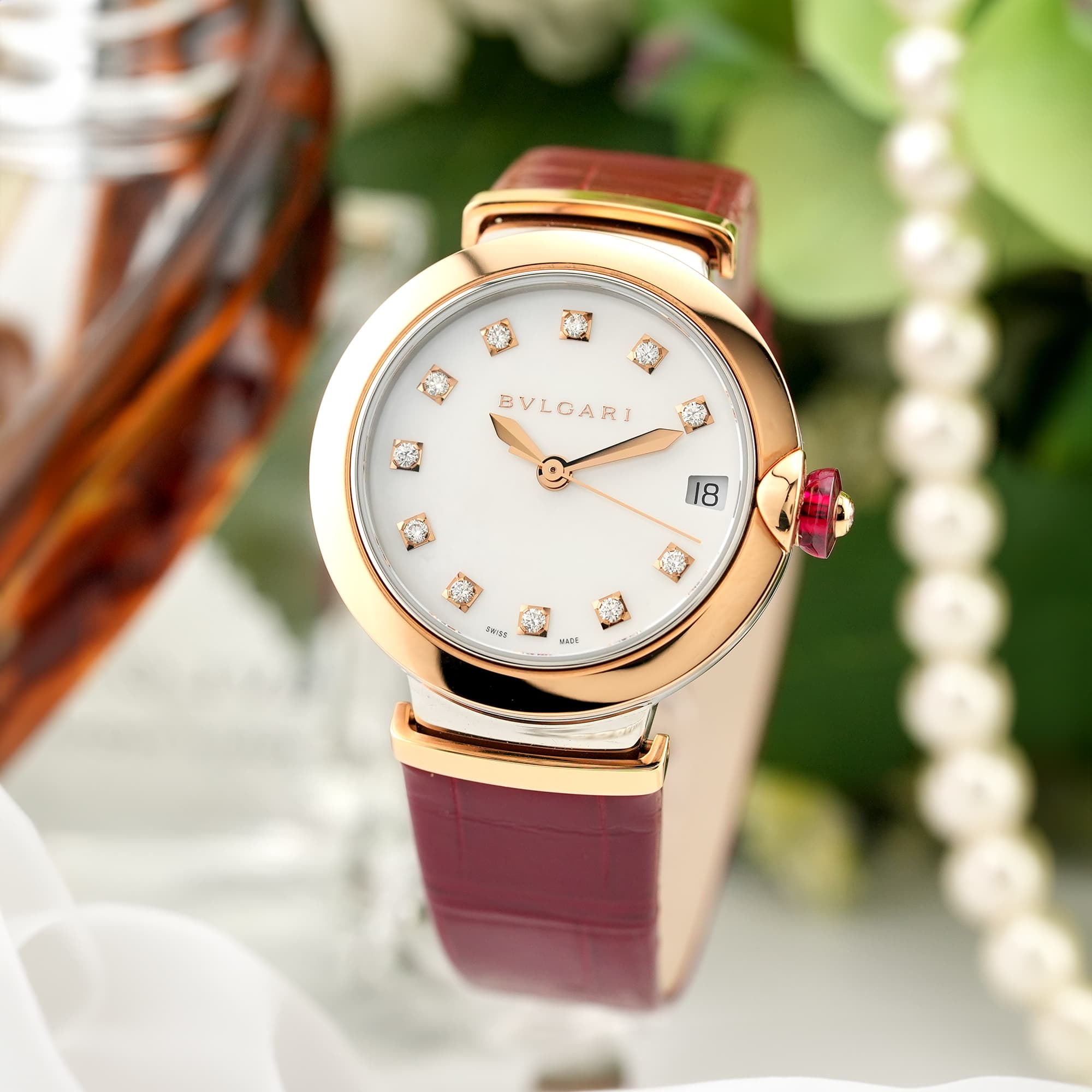 中古)BVLGARI ブルガリ ルチェア オートマティック LU33WSPGLD（102639