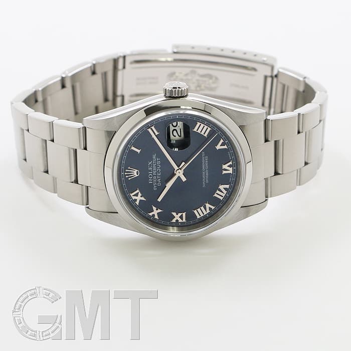 Ｆ ロレックス デイトジャスト 16200 ブルー ローマ U番 メンズ 中古