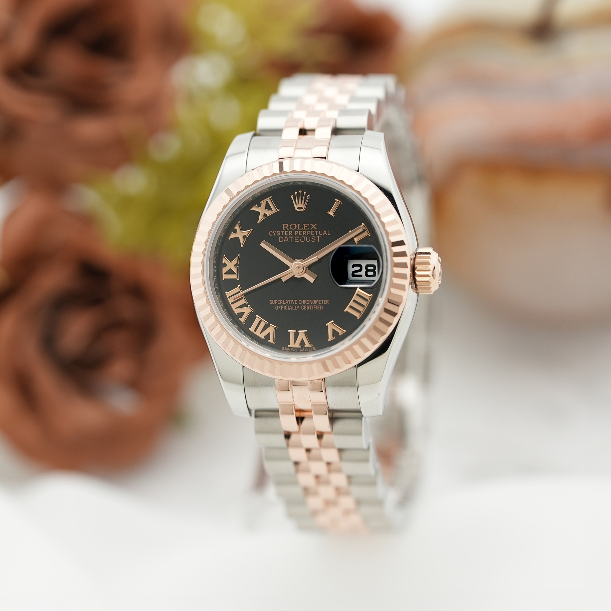 中古)ROLEX ロレックス デイトジャスト 26 179171 ブラック ローマ