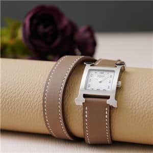 HERMES エルメス Hウォッチ HH1.210.131/WW181 036721WW00 Hウォッチ ドゥブルトゥール SS エトゥープ メイン