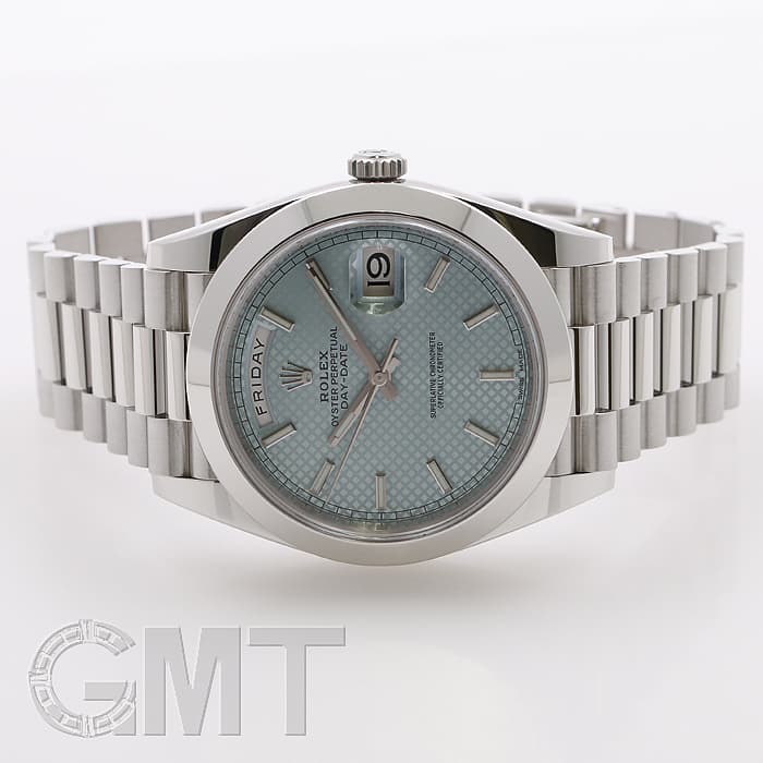 中古)ROLEX ロレックス デイデイト 40 228206 アイスブルー 斜め格子