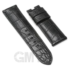 ウォッチアクセサリー 革バンド 【GMTオリジナル ストラップ】パネライ ルミノール用 クロコダイル　サイズ24ｍｍ-22ｍｍ　ブラック メイン