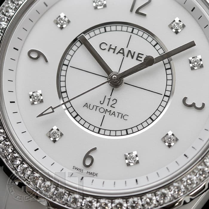 中古)CHANEL シャネル J12 H3111 ホワイトセラミック ベゼルダイヤ 8P