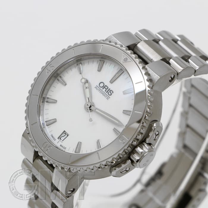 中古)ORIS オリス アクイス デイト レディ ホワイトMOP 733 7652 4151
