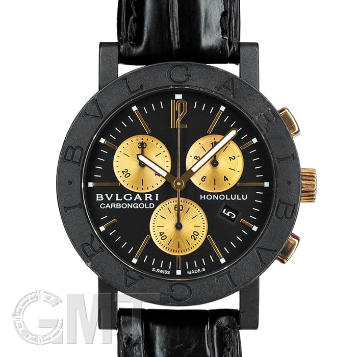 BVLGARI ブルガリ 腕時計　ゴールド　ブラック 中古)BVLGARI ブルガリ ブルガリ・ブルガリ クロノグラフ カーボン
