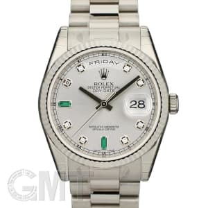 ROLEX ロレックス デイデイト 118239A シルバー 2Bエメラルド 8Pダイヤ メイン
