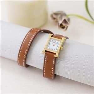 HERMES エルメス Hウォッチ HH1.101.131/VBA1 039641WW00 Hウォッチミニ ドゥブルトゥール ナチュラルブラウン メイン