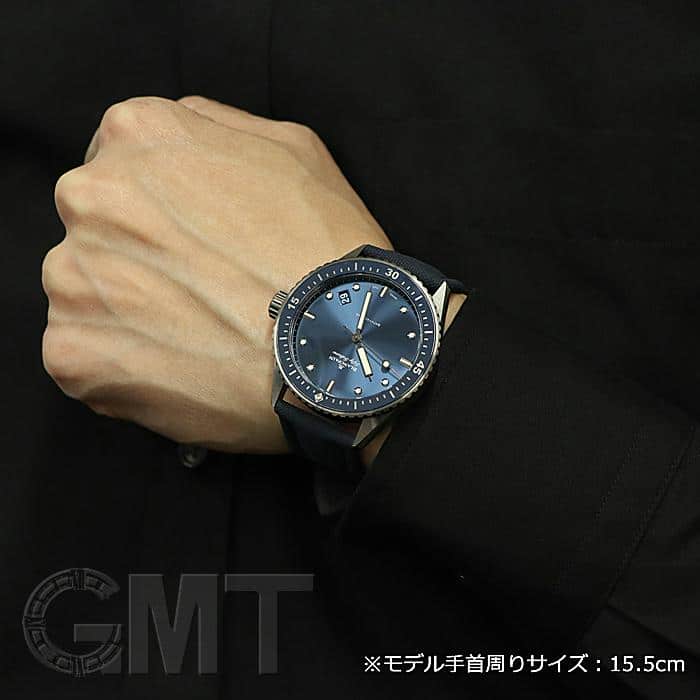 【Blancpain/ブランパン】 フィフティファゾムス バチスカーフ 5000-0240 腕時計 セラミック/コーティングキャンバス 自動巻き/オートマ ネイビー文字盤/ネイビーベルト レディース【中古】【真子質店】【BL】【KTxx】 中古)BLANCPAIN ブランパン フィフティファゾムス バチスカーフ 5000