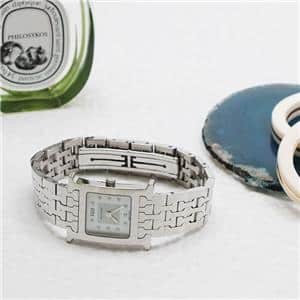 HERMES エルメス Hウォッチ HH1.210.290/4804 036745WW00 ホワイトMOP SSブレス 11Pダイヤ メイン