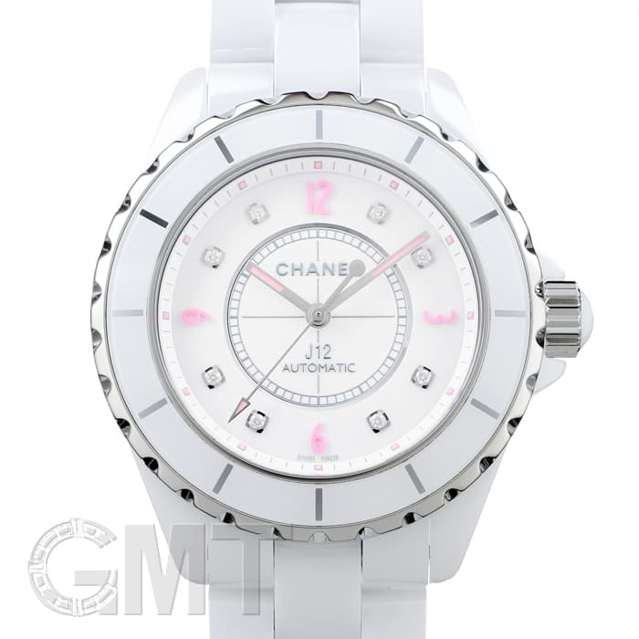 CHANEL J12 ピンクベル Chanel J12 White Ceramic H1181 w/ Pink Crystal Bezel Automatic