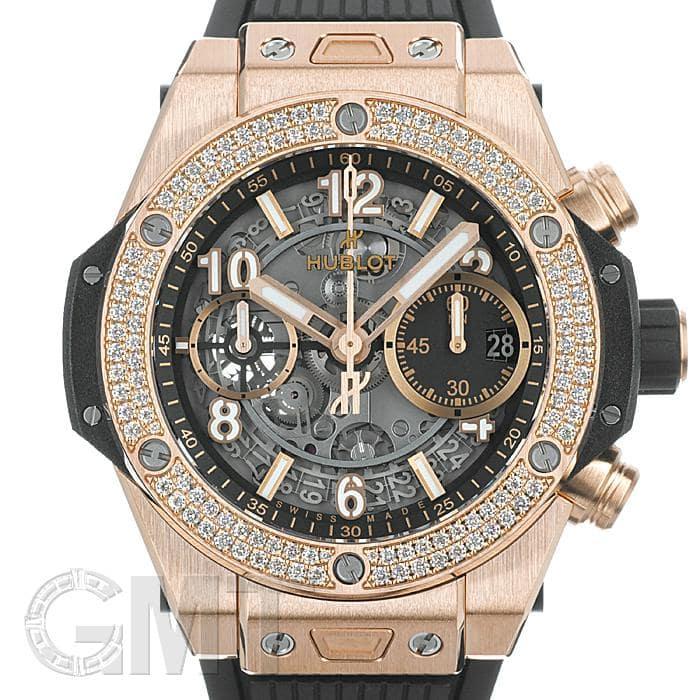 Hublot ビッグバンウニコ クロコダイルレザー 時計ベルト 新品)HUBLOT ウブロ ビッグバン ウニコ キングゴールド ダイヤモンド
