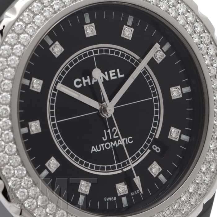 中古)CHANEL シャネル J12 H2014 ブラックセラミック ベゼルダイヤ
