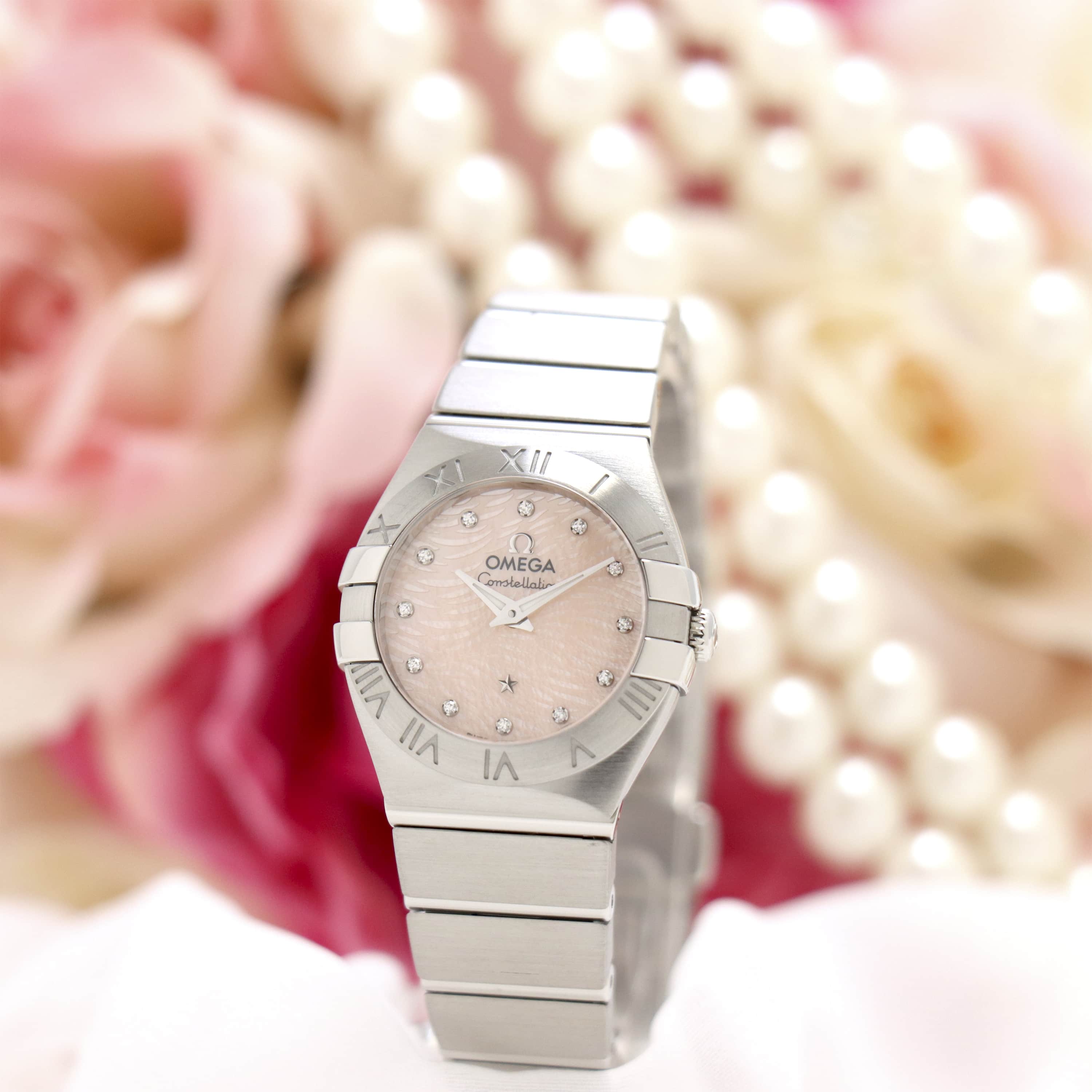 新品)OMEGA オメガ コンステレーション 24mm 12Pダイヤ ピンクMOP 