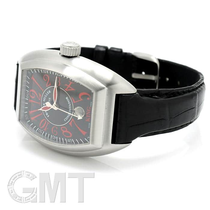 内部点検済 国内正規品 FRANCK MULLER フランクミュラー コンキスタドール キング ロッソ ヴィーヴォ 200本限定 8005SCKINGROSSO AC デイト 黒 ブラック SS ステンレス メンズ 自動巻き【6ヶ月保証】【中古】【腕時計】 中古)FRANCK MULLER フランク・ミュラー コンキスタドール キング