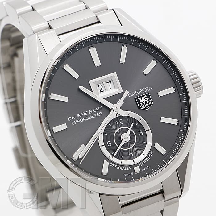 [3年保証] タグホイヤー メンズ カレラ グランドデイト GMT WAR5012.BA0723 WAR5012 箱保 日付 グレー 自動巻き 腕時計 中古 送料無料 中古)TAG HEUER タグ・ホイヤー カレラ グランドデイト GMT WAR5012