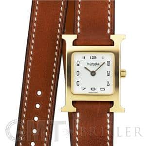 HERMES エルメス Hウォッチ HH1.201.131/VBA1 W036737WW00 ドゥブルトゥール ゴールドプレーテッド ナチュラルブラウン メイン