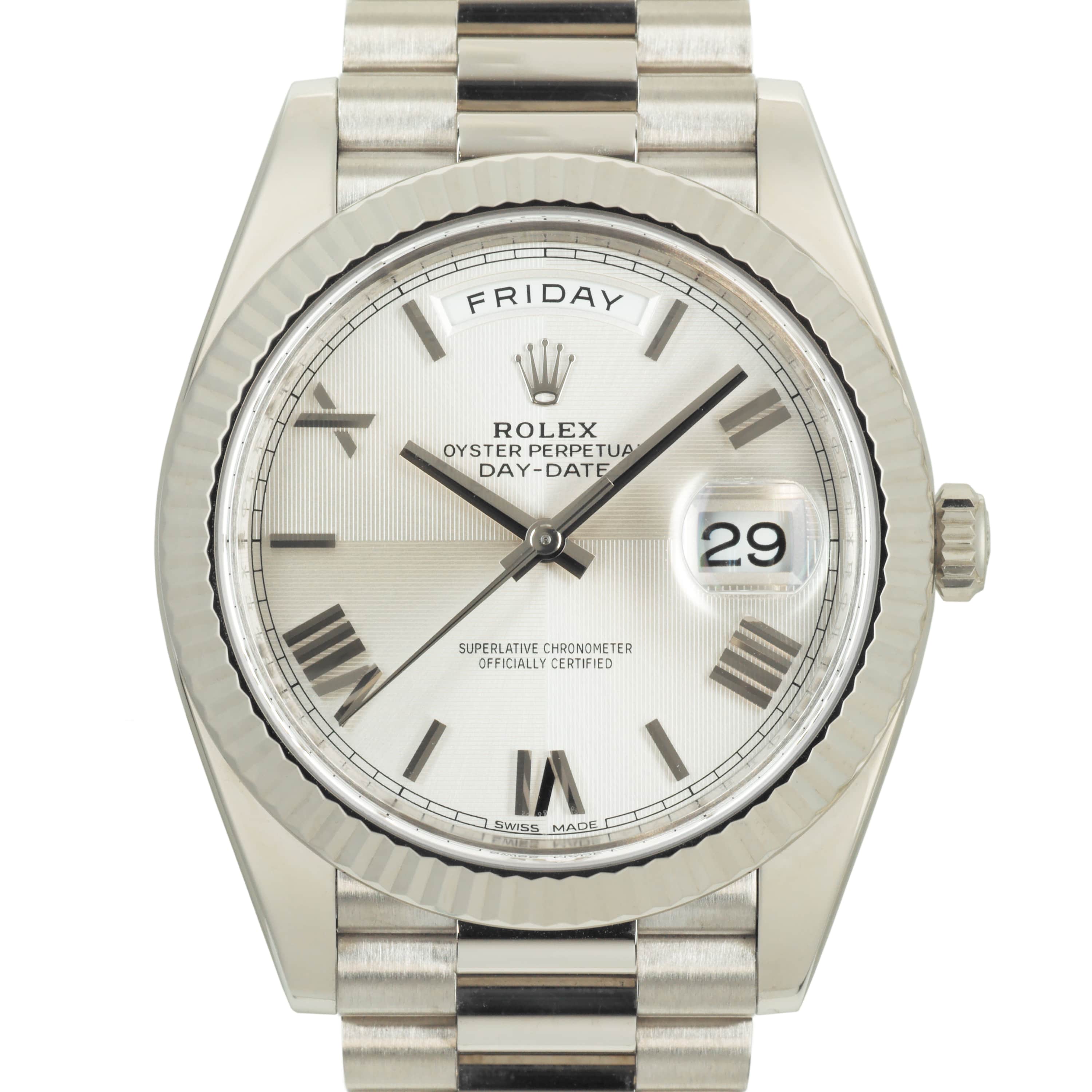 美品　ヴィンテージ ♡ パーティーバッグ 中古)ROLEX ロレックス デイデイト 40 228239 シルバーローマ