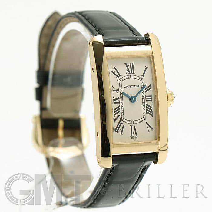 【CARTIER/カルティエ】 タンクアメリカンSM  W2601556 腕時計 K18YGイエローゴールド/レザー クオーツ 白文字盤/黒革ベルト（社外製）/ 尾錠純正 レディース【中古】【真子質店】【BL】【MaYxx】 CARTIER/カルティエ】 タンクアメリカンSM W2601556 腕時計 K18YG